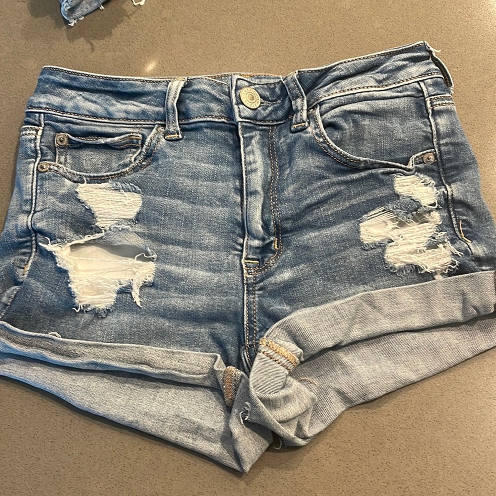 American Eagle Hi-rise shortie denim shorts size 6